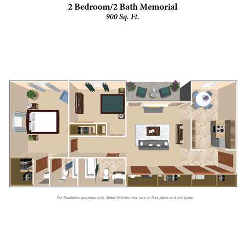a floor plan of the 2 bedroom 2 bath  at The Overlook at Ft. Thomas, Ft. Thomas